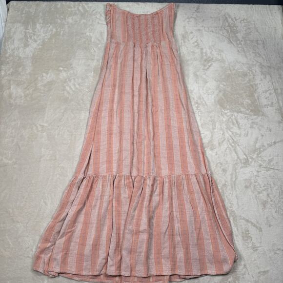 L Space Melody Dress Midi Strapless Tiered Cutout Pink Stripe Women's Size Small - Picture 6 of 9